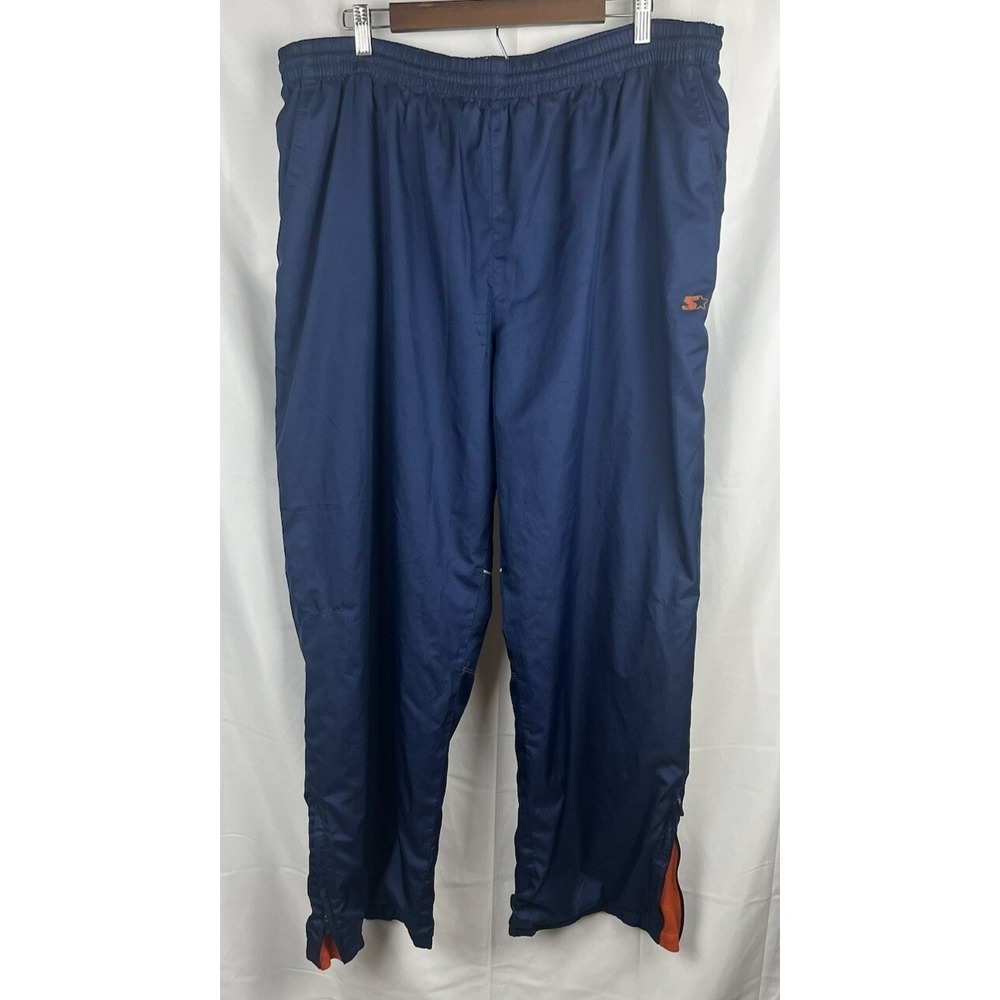 Vintage Y2K Starter Navy Blue & Orange Mesh Lined Athletic Track Pants Men's XL